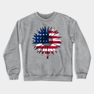 Happy Independence Day Stars&Stripes Sunflower American Flag T SHirt Crewneck Sweatshirt